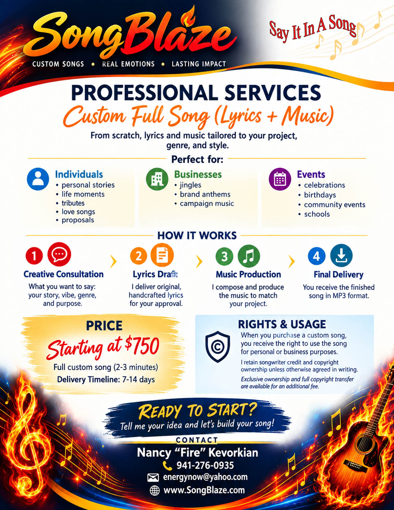 Professional Services - Custom Song - Starting at $750